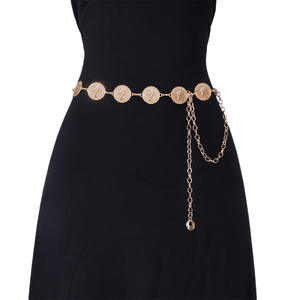 Cadena de cintura metálica para mujer, estilo europeo-americano, con diseño de monedas, accesorio de moda para vestido de fiesta, de aleación de zinc, de una sola vuelta. - Product Image 5