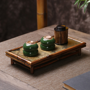 Bamboo Purple Rock <b>Tea</b> Tray With Lid Flat Ceramic <b>Tea</b> <b>Set</b> For Gongfu <b>Tea</b> Ceremony Accessories Afternoon <b>Tea</b> - Product Image 2