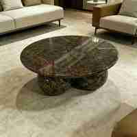 Mesa de Centro de Mármol de Lujo con Superficie de Piedra Natural de Alta Gama para Sala de Estar