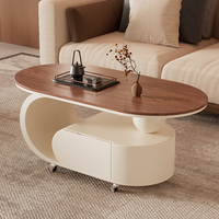 Mesa de Té Móvil Butter Wind para Sala de Estar, Estilo Wabi-Sabi de Lujo Ligero, Tablero de MDF con Aspecto de Roca, Nueva