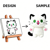 Porte-clés chat en peluche blanc brodé vert de 10 cm, pendentif animal en peluche Kawaii, breloque de sac en forme d'animal de dessin animé