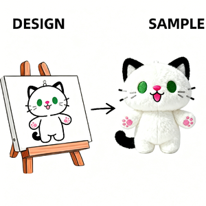 Porte-clés <span class=keywords><strong>chat</strong></span> en peluche blanc brodé vert de 10 cm, pendentif animal en peluche Kawaii, breloque de sac en forme d'animal de dessin animé - Product Image 1