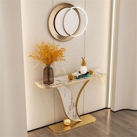 Meubles de salon, table console moderne en pierre frittée pour couloir, table console de luxe, tables d'entrée avec boule