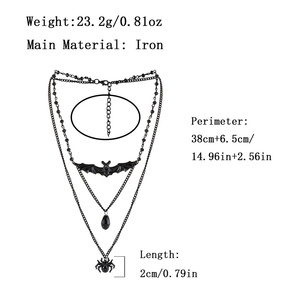 Collier pendentif chauve-souris et araignée <span class=keywords><strong>Luna</strong></span> style gothique punk, colliers superposés pour femmes, bijoux pour Halloween et fêtes - Product Image 4