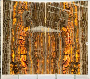 Tijgeroog Steen Achtergrondverlichting Doorschijnende Tijger Onyx Marmeren Wandbekleding Modern Geel Grafisch Ontwerp Aangepast Hotel Mooi Gepolijst