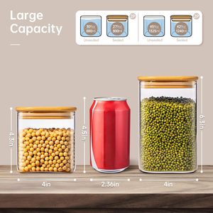 280ML Glass Square <b>Spice</b> <b>Jars</b> Empty Storage Containers Airtight Pressed Lid Eco-Friendly Freshness Preservation Kitchen - Product Image 2