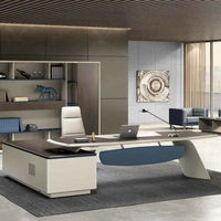 Bureau de direction convertible en bois massif de luxe personnalisé pour PDG, design moderne