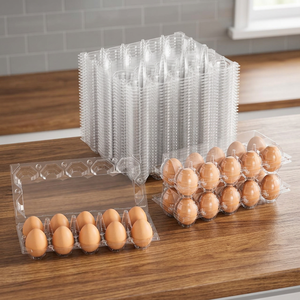 Custom Logo 10 Holes Durable Plastic <b>Egg</b> Tray Transparent PP Recyclable Eco-Friendly Food Grade 66x45x49cm Rectangle Packaging - Product Image 2