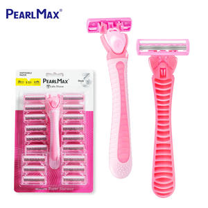 Pearl Max, dernière vente, mini <span class=keywords><strong>rasoir</strong></span> pour femmes, <span class=keywords><strong>rasoir</strong></span> à poils sous les bras, acier inoxydable, 3 lames, manche en caoutchouc, <span class=keywords><strong>rasoir</strong></span> de barbier - Product Image 1