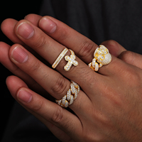 Diamanttester-geprüfter VVS Moissanit Cuban Ring für Herren, Großhandelspreis, vergoldeter 925er Sterlingsilber Schmuckring für Männer