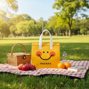 Sac isotherme jetable en non-tissé avec doublure en aluminium pour livraison chaude/froide, sacs d'emballage pour lait et café à emporter en gros - Product Image 1