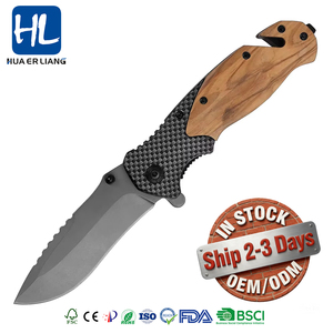 Cuchillo Plegable HL Premium 3Cr13 con Mango de Madera de Olivo y Aluminio para Camping, Caza, Supervivencia, EDC, Táctico - Product Image 1