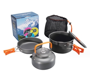 <span class=keywords><strong>Set</strong></span> di Utensili da Campeggio in Alluminio Anodizzato di Alta Qualità, Compatibile con Fornelli a Gas, Pentole e Padelle da 1-2L, Kit Completo Tutto-in-Uno - Product Image 2