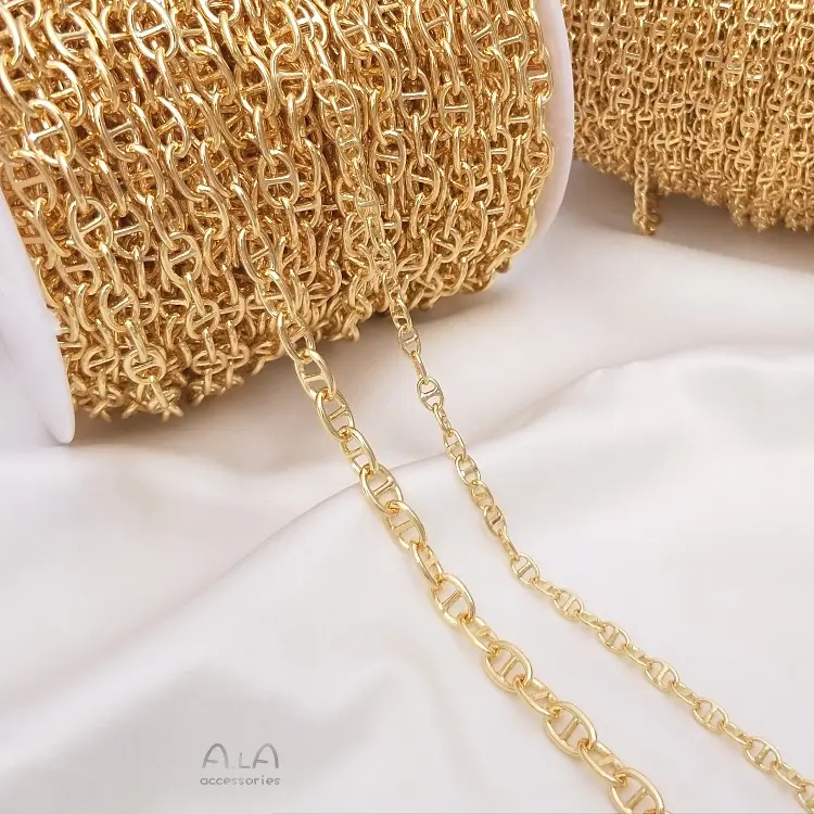 Rotolo di catena a maglie per gioielli con catena a forma di chicco di caffè a forma di uovo di alta qualità per gioielli che fanno catena al naso di maiale