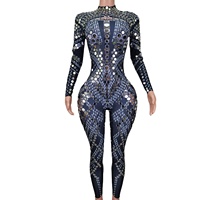 Costumes de danseuse gogo pour femmes, pierres scintillantes, cristaux, paillettes, combinaison une pièce, bodycon, performance scénique, fête