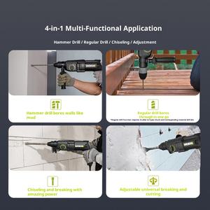 Marteau perforateur électrique léger 3 en 1 WU345 800W 220V, perceuse à percussion électrique à double usage, piqueur électrique haute puissance pour béton - Product Image 4