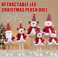 Figurines de Noël rétractables à longues jambes : Père Noël, Bonhomme de neige, Renne, Gnome à carreaux rouges – Décoration de table de Noël pour la maison