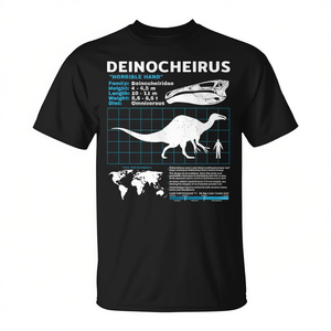 Camiseta Deinocheirus Dinosaur Facts para Adultos, Unisex, Negra, 100% Algodón, Diseño Educativo, Tema de Animales Prehistóricos - Product Image 2