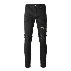 Jeans slim à taille haute pour homme 2025 - Déchirés, délavés, broderie streetwear, pantalon en denim Amiriy - Product Image 4