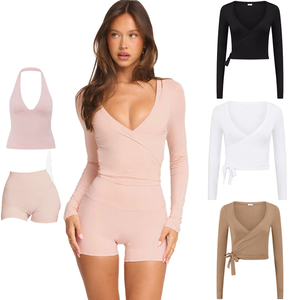 Camiseta Deportiva para Mujer, Personalizada, Ligera, Reciclable, Transpirable, Tallas Grandes, Cuello en V, Manga Larga, Ajustada, Absorbe el Sudor, para Gimnasio y Yoga - Product Image 1