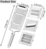 Hachoir, râpe, trancheuse et coupe-légumes manuel vertical multifonction 5-en-1 en acier inoxydable pliable pour cuisine