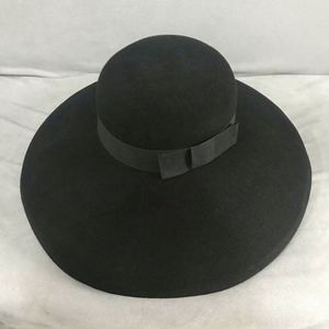 Vintage Fedora Hats Women Wool Round Top Black Wide Brim Fedora Hat - Product Image 4