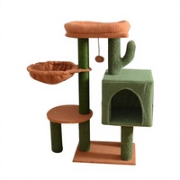 Arbre à chat en bois en forme de cactus avec poteaux à gratter en sisal, condo amovible et lavable, et boule suspendue pour grossistes OEM d'articles pour animaux de compagnie