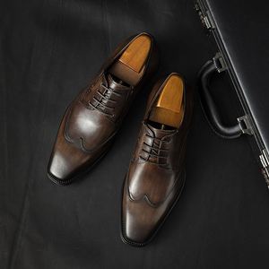 Zapatos Derby de Alta Gama para Hombre, Impermeables, Transpirables, Antideslizantes, con Punta Cuadrada, Parte Superior de Cuero Vacuno, Cierre con Cordones, Estilo Oxford - Product Image 3