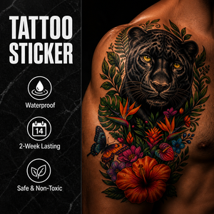 Autocollants de <span class=keywords><strong>tatouage</strong></span> personnalisés HF, panthère noire, papillon, <span class=keywords><strong>orchidée</strong></span>, fleur tropicale, décoration corporelle, <span class=keywords><strong>tatouage</strong></span> temporaire - Product Image 1