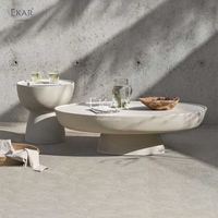 Ensemble de table basse ronde moderne en ciment pour l'extérieur canapé en bois élégant pour la vie en plein air pour la maison Villa Hotel Park Apartments