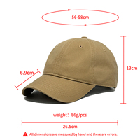 Gorras de Béisbol Personalizadas con Logotipo Bordado, Gorras de Papá de Alta Calidad, 6 Paneles, Estilo Vintage Desgastado, Lisas, Sin Estructura