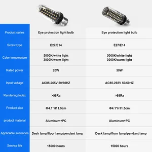 Ampoule de maïs à LED 20w <span class=keywords><strong>30w</strong></span> E14/<span class=keywords><strong>e27</strong></span> Ac110v Ac220v Smd2835 Lumière 6000k 3000k 360/faisceau Lampe en aluminium + pc Ampoule Super haute puissance - Product Image 3