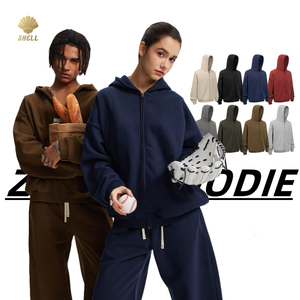 CNSHELL 420gsm Unisex Men's Autumn Hoodie Cardigan Sweatshirt Solid Oversized Fit Metal Zipper up Wide <strong>Hooded</strong> <strong>Fleece</strong> - Product Image 1