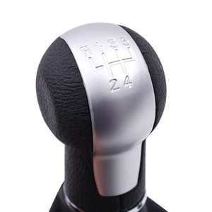Car Gear <b>Shift</b> <b>Knob</b> 5 6 Speed Leather Matte Silver Electroplating For Seat Altea Lyon II Toledo III - Product Image 1
