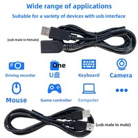Kabel Ekstensi USB 3m 4 Core, Male ke Female, Kabel Data dan Daya Berpelindung Cincin Magnetik Ganda dengan Konektor Male