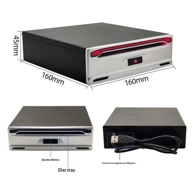 Car for Disc Box USB Optical Drive Android Navigation VCD/CD Player Full Format CD Modification 1 Year Warranty Universal Fit