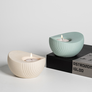 Portacandele in <span class=keywords><strong>Ceramica</strong></span> Color Macaron con Finitura Scanalata, Vendita Diretta dalla Fabbrica, per Decorazione Casa - Product Image 5