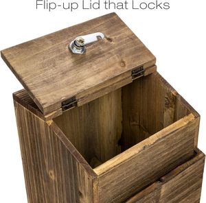 Rắn gợi ý mộc mạc hộp với khóa treo tường hoặc freestanding gỗ lá phiếu bình luận hộp hộp gỗ - Product Image 3