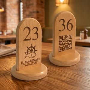 Marqueur de table en bois personnalisé, carte de placement arquée, code QR gravé au laser, marqueur de place de restaurant, présentoir de bureau - Product Image 4