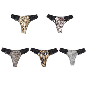 Lingerie en dentelle pour femmes, culotte à imprimé léopard, bikini <span class=keywords><strong>sexy</strong></span>, respirant, logo à la taille, sous-vêtements transparents en maille, confort, sous-vêtements érotiques - Product Image 1