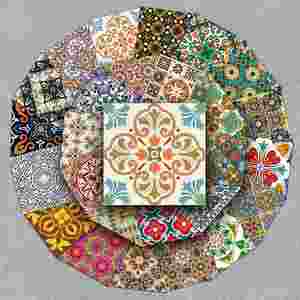 50 Pieces Antique <b>Flower</b> Tiles Cartoon Creative Pattern <b>Stickers</b> Landscape Materials for Planner Computer Decoration - Product Image 1