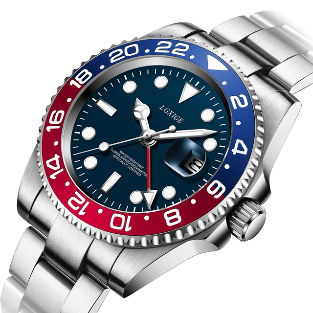 Automatic Men Watch 40mm Multi-time Zone Mechanical Watches Stainless Steel Waterproof Clock MIYOTA Movement