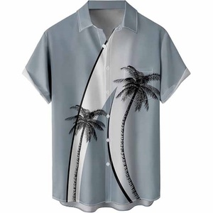 Camisas Hawaianas Estampadas para Hombre, con Logotipo Personalizado, Transpirables, Cuello Mao, Corte Holgado, Manga Corta, para Playa y Resort, Casual, ODM - Product Image 1