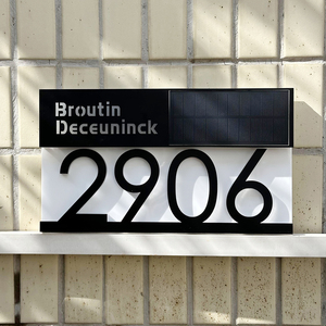 Personalised Solar House Number Sign <b>LED</b> <b>Light</b> Exterior House Number Outdoor 3D Laser Cut Street Address Family <b>Name</b> Door Sign - Product Image 2