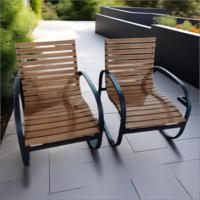 Chaise longue de bistrot en plastique, bois et aluminium pour l'extérieur, chaise à bascule pour jardin, balcon, hôtel et terrasse