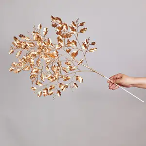 घटना सजावट आपूर्ति सोना हाइड्रेंजिया कृत्रिम फूल बांस Leafes फारसी ताड़ का पत्ता सजावट घर के लिए लक्जरी