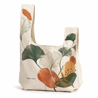 Sac fourre-tout en toile personnalisé avec nœuds japonais, imprimé feuilles de Ginkgo, grand sac de shopping réutilisable en coton, sac à bandoulière pour femmes, sac écologique