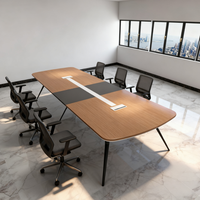Cadre de table rectangulaire moderne en acier noir avec pieds évasés chromés pour bureau, salle de conférence, hôtel – Support réglable et durable