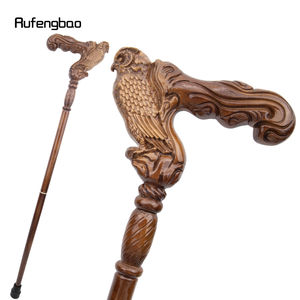 Canne de marche en bois sculpté Rufengbao Owl, manche en bois massif, pour la randonnée en plein air, pour hommes - Product Image 1