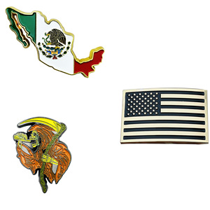 SOON Épingles à chapeau en métal, badges 3D, design Mexicain Américain de la Mort, utilisation universelle en extérieur et en intérieur, accessoires promotionnels - Product Image 5